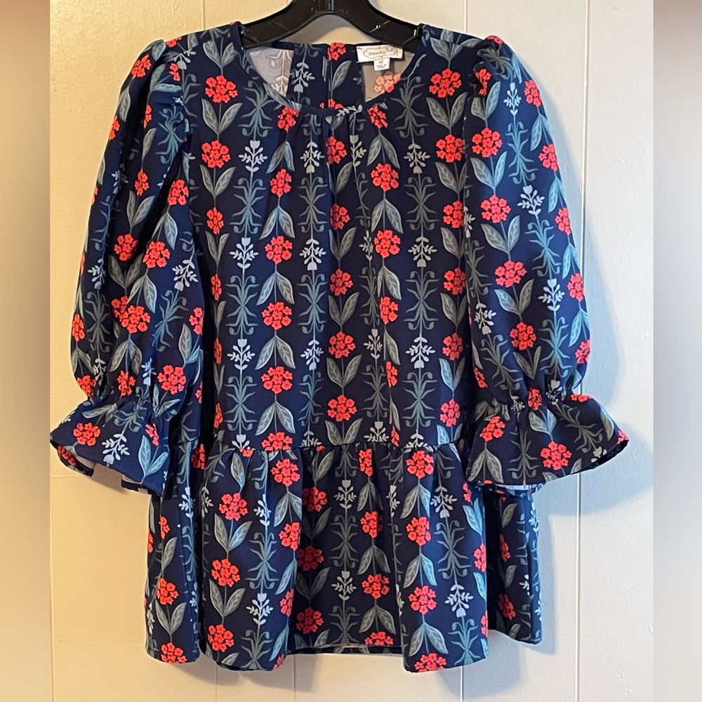 Mud Pie Floral Pullover with Peplum